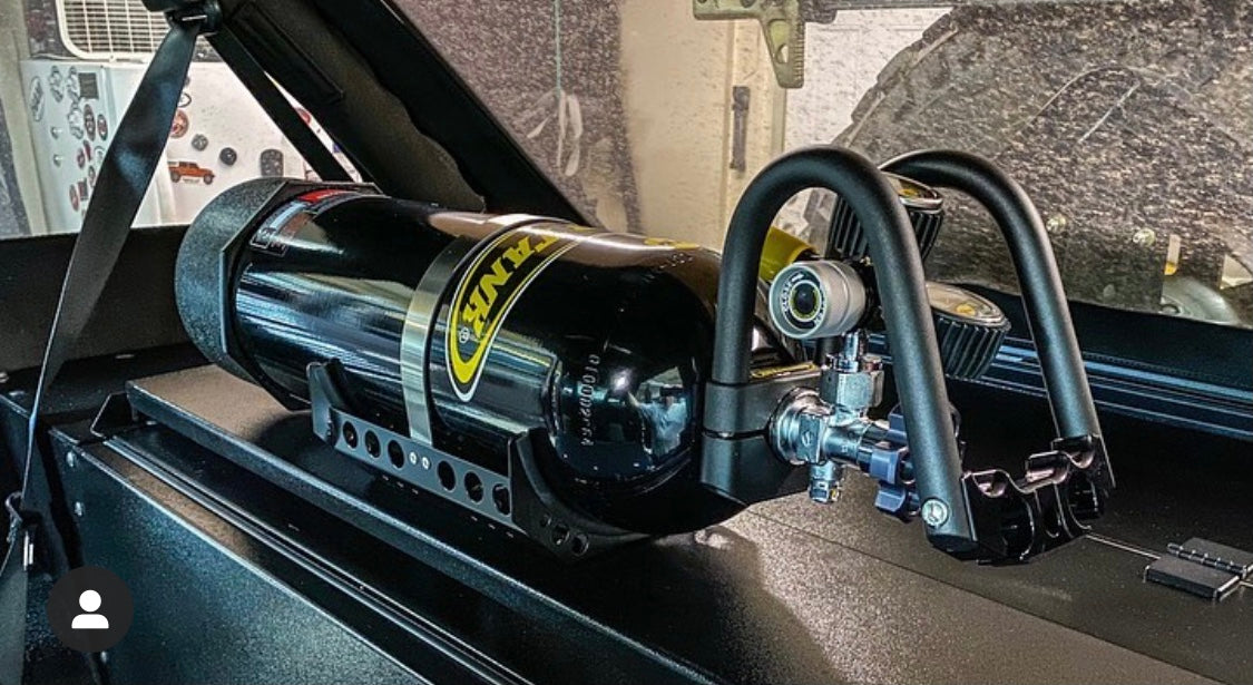 PowerTank clamped to a Rail Rack on top of a Slipstream