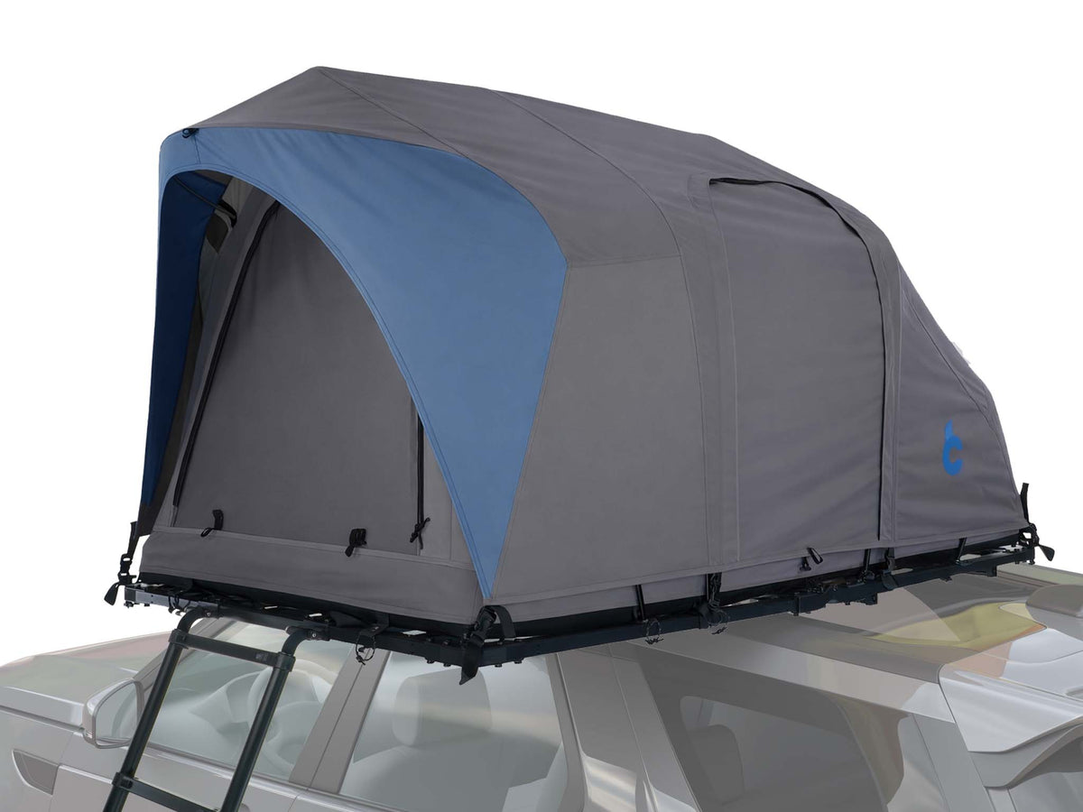 C6 Rev Rooftop Tent X (Element) – on roof platform with blue fly sheet