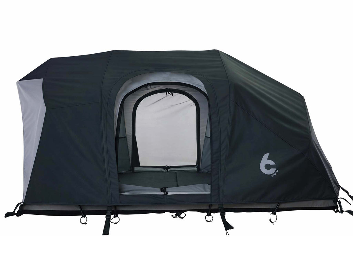 C6 Rev Rooftop Tent X (Eclipse) – side view with window open
