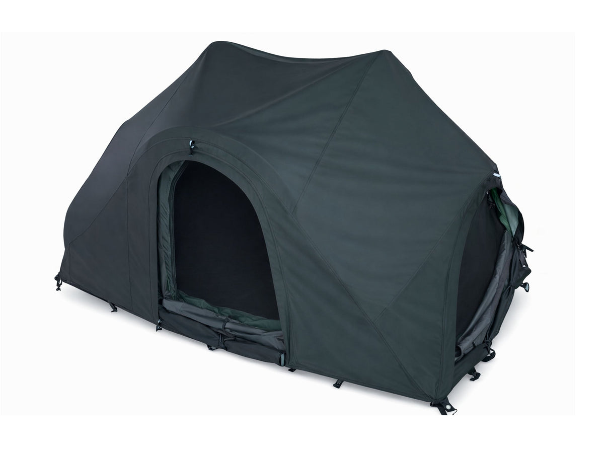 C6 Rev Tent storm cover – on the tent with door open