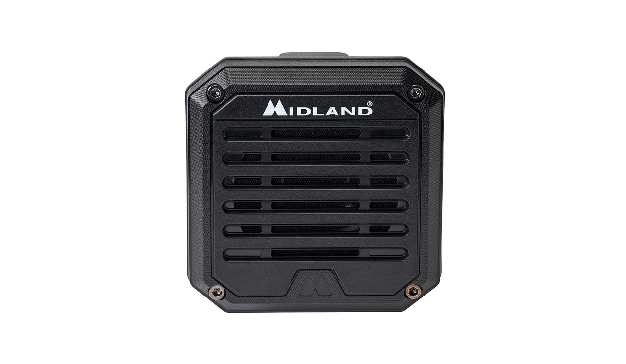 Midland SPK100 external radio speaker, close-up