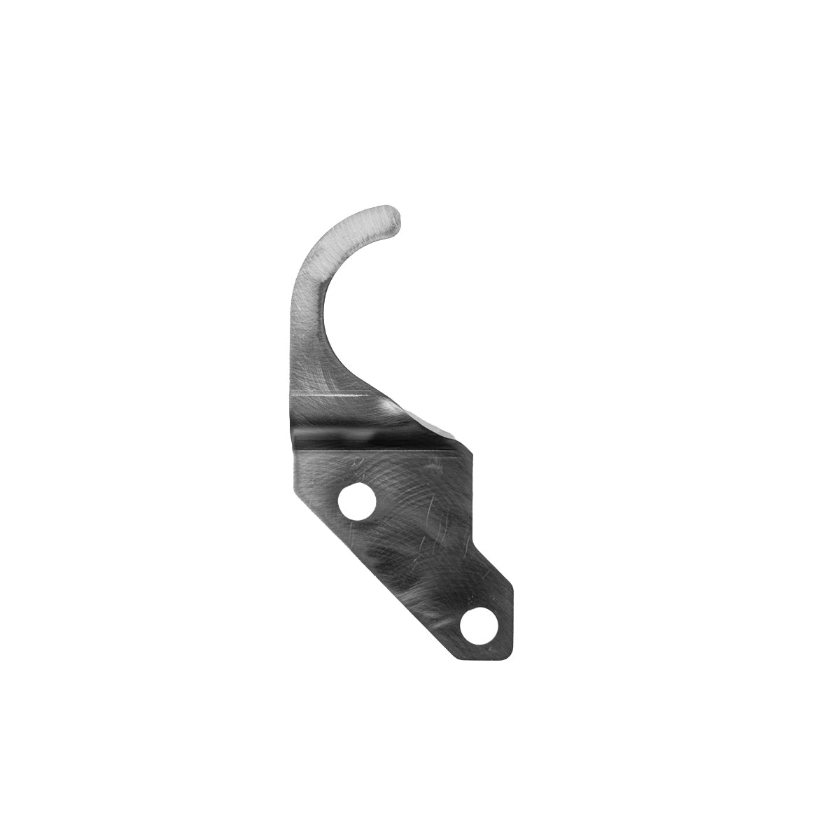 Cali Raised LED tailgate theft protector, uncoated stainless steel bracket with a hook profile, studio product shot on white