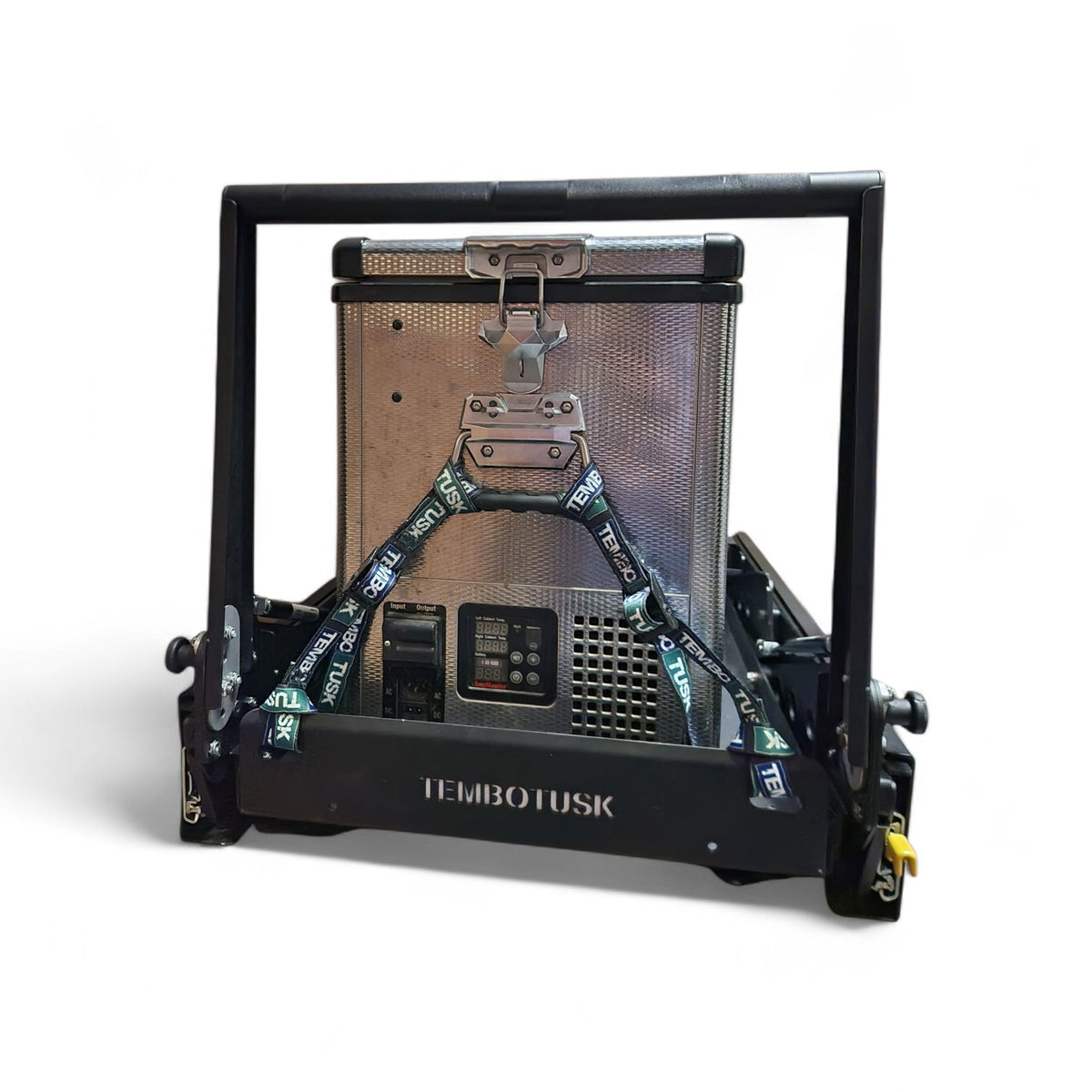 Front view of the TemboTusk DropDown Slide with a fridge loaded