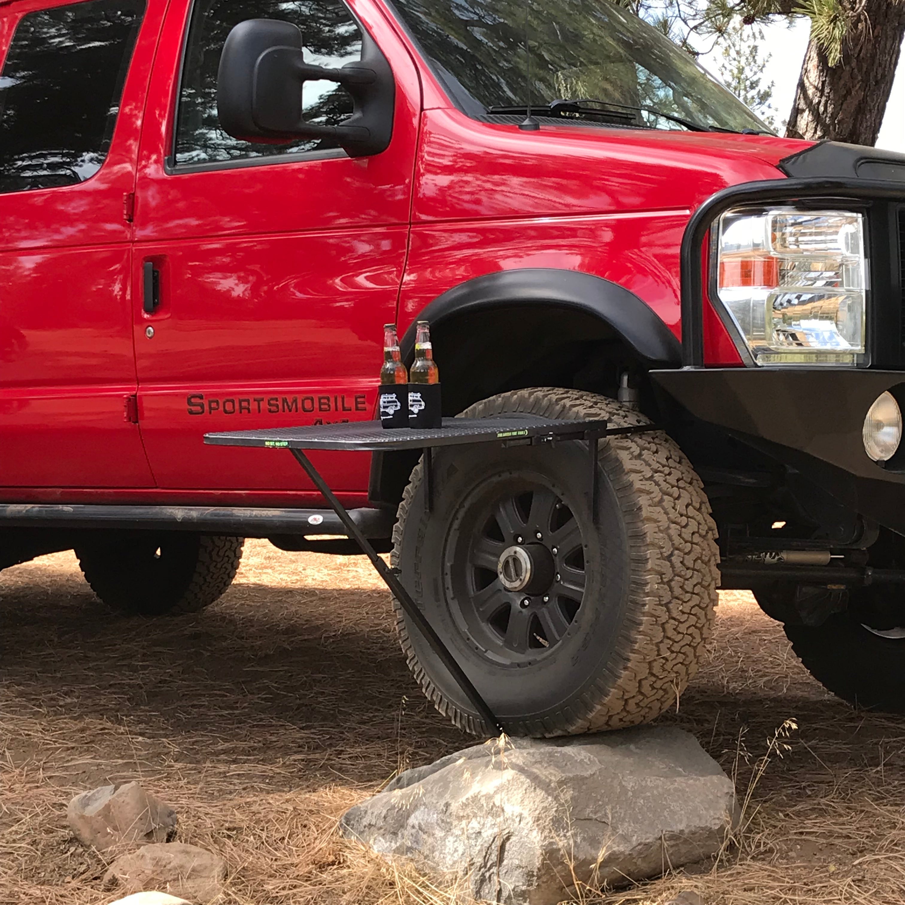 Large Aluminum Camping Table Large Aluminum Tail Gater Tire Table- Overland Kitted