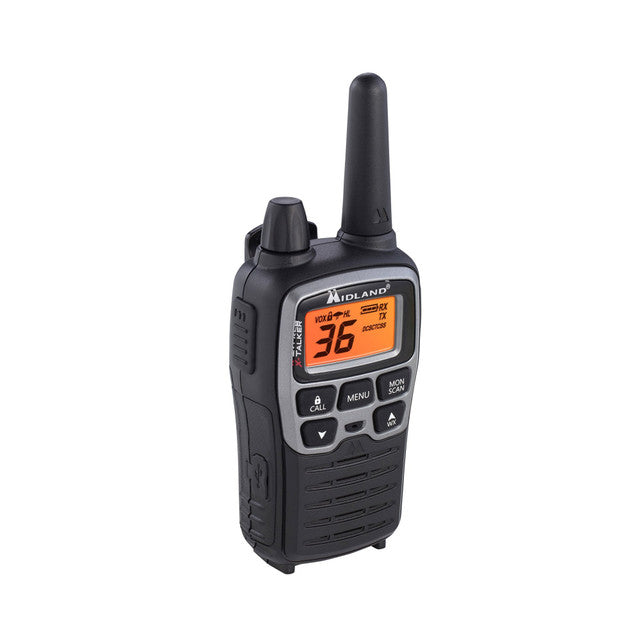 Midland X-Talker T77VP5 FRS two-way radio kit, close-up
