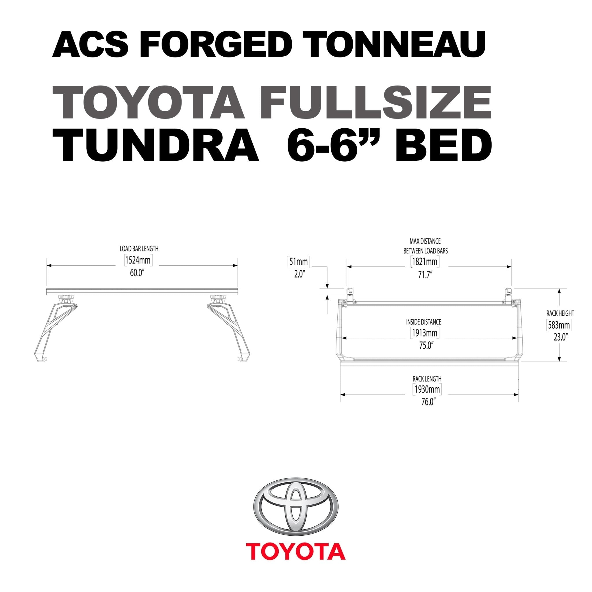 Toyota Tundra Reg/Double Cab 6-7 bed Tonneau rack schematic