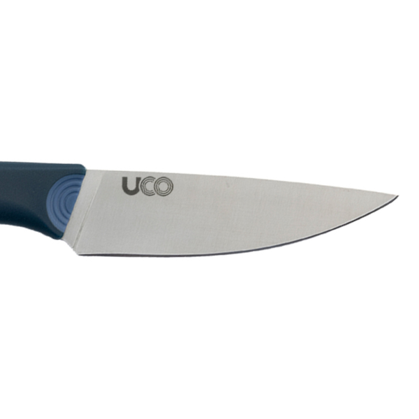 Straight-on close-up of the UCO Camp Paring Knife blade