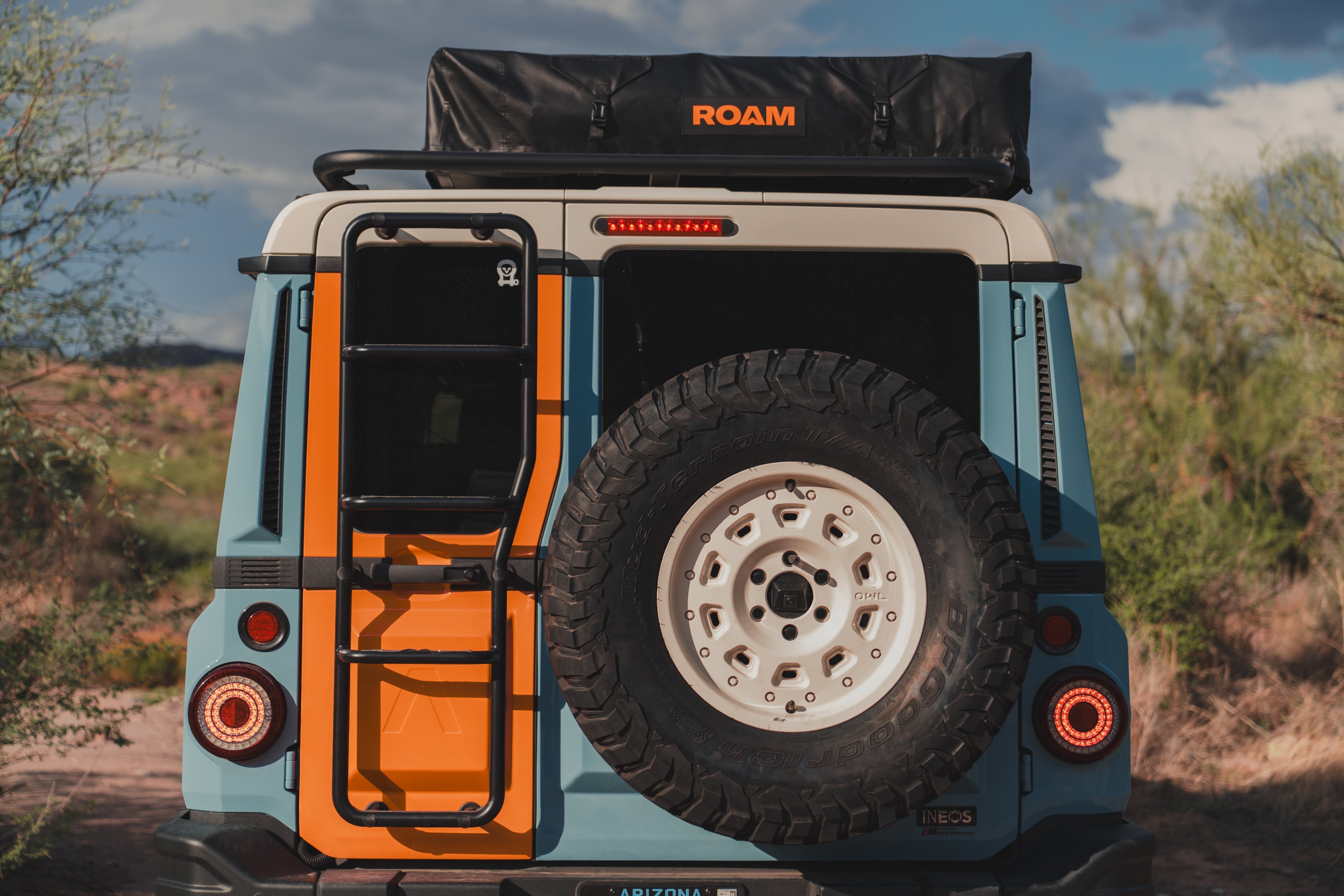 Interior of the ROAM Vagabond 2.0 with memory foam mattress