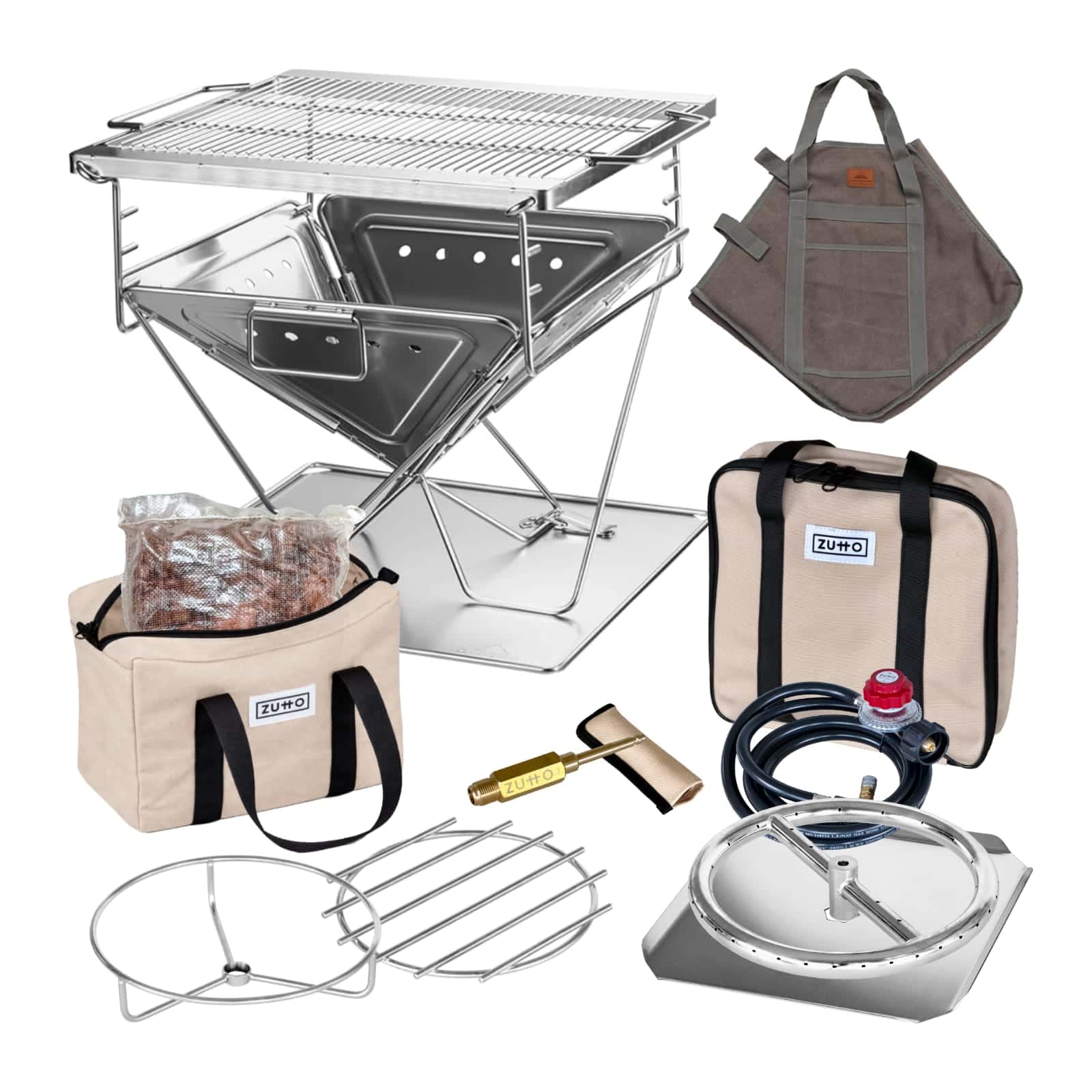 Multi fuel fire pit combo Zutto SP1 and Campingmoon MT-045 fire pit (wood and propane)