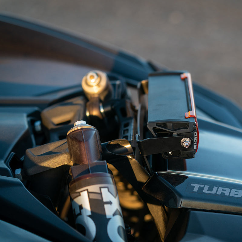 Stainless steel mounting brackets from the Rigid Revolve Can-Am Maverick X3 kit