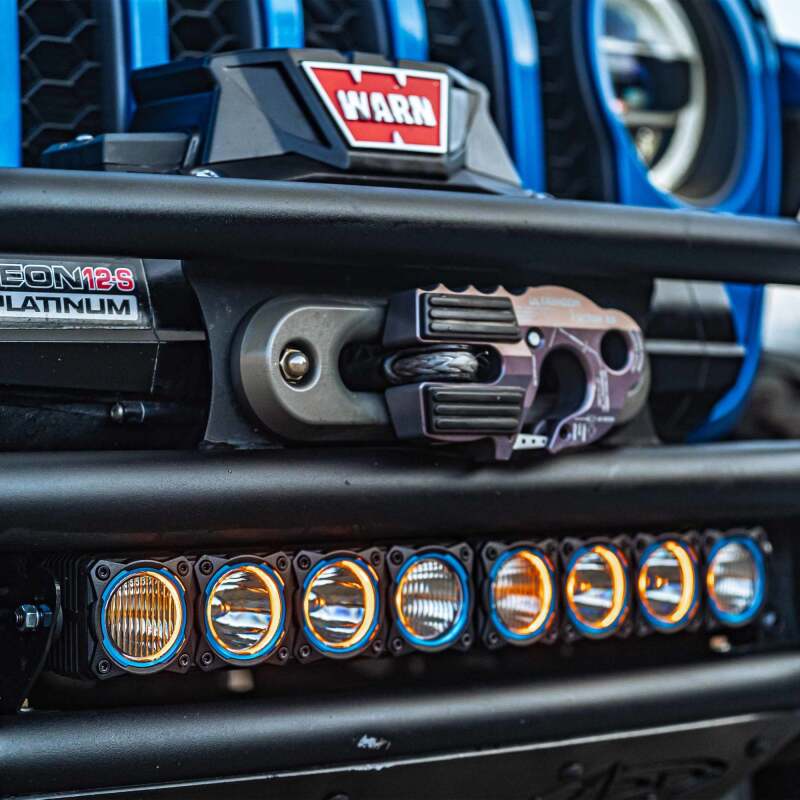 KC HiLiTES FLEX ERA LED Light Bar Bezel Kit for 10in. Segments - Blue, shown with included parts