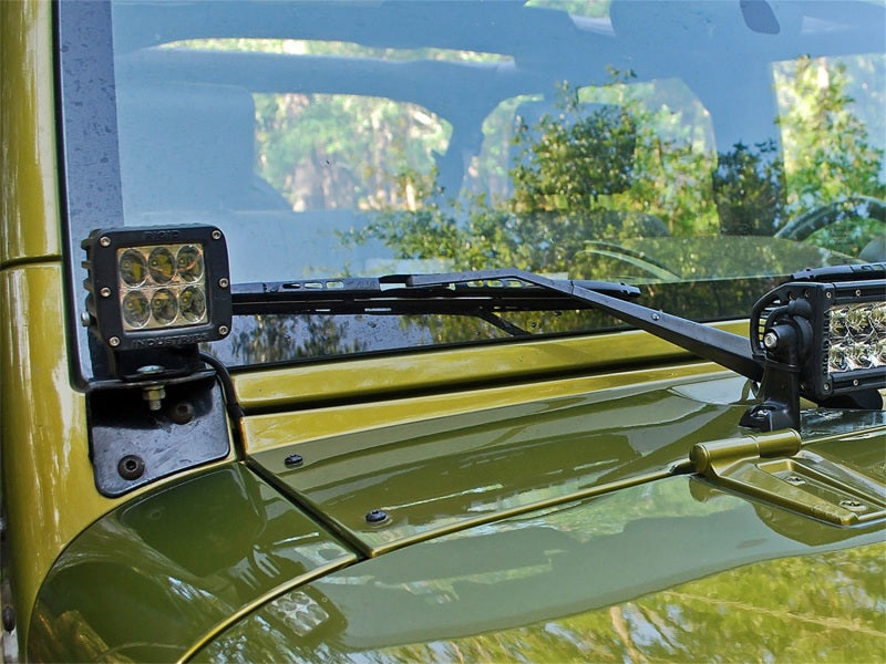 Powder-coated Rigid A-pillar light mount for Jeep Wrangler JK windshield frame
