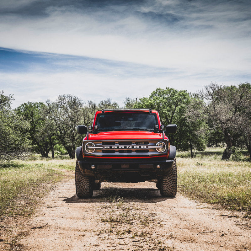 40-inch Rigid SR-Series spot/flood combo light bar mounted at the Ford Bronco roof line