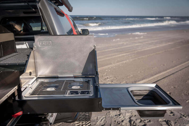 ARB Slide Kitchen 304 stainless benchtop and sink from above