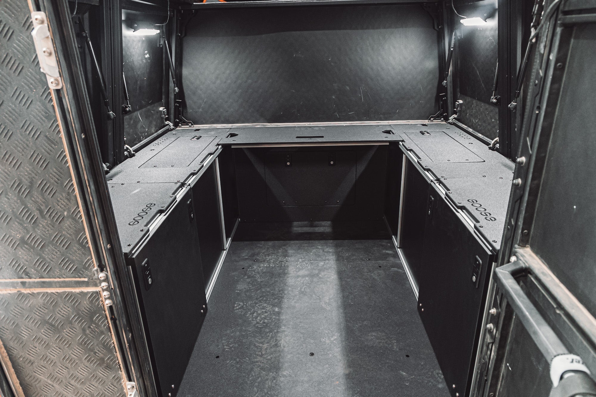 Alu-Cab Alu-Cabin Canopy Camper - Chevrolet Silverado 1500 / GMC Sierra 1500 2019-Present 4th Gen. - Rear Power Management Module Camper Goose Gear- Overland Kitted