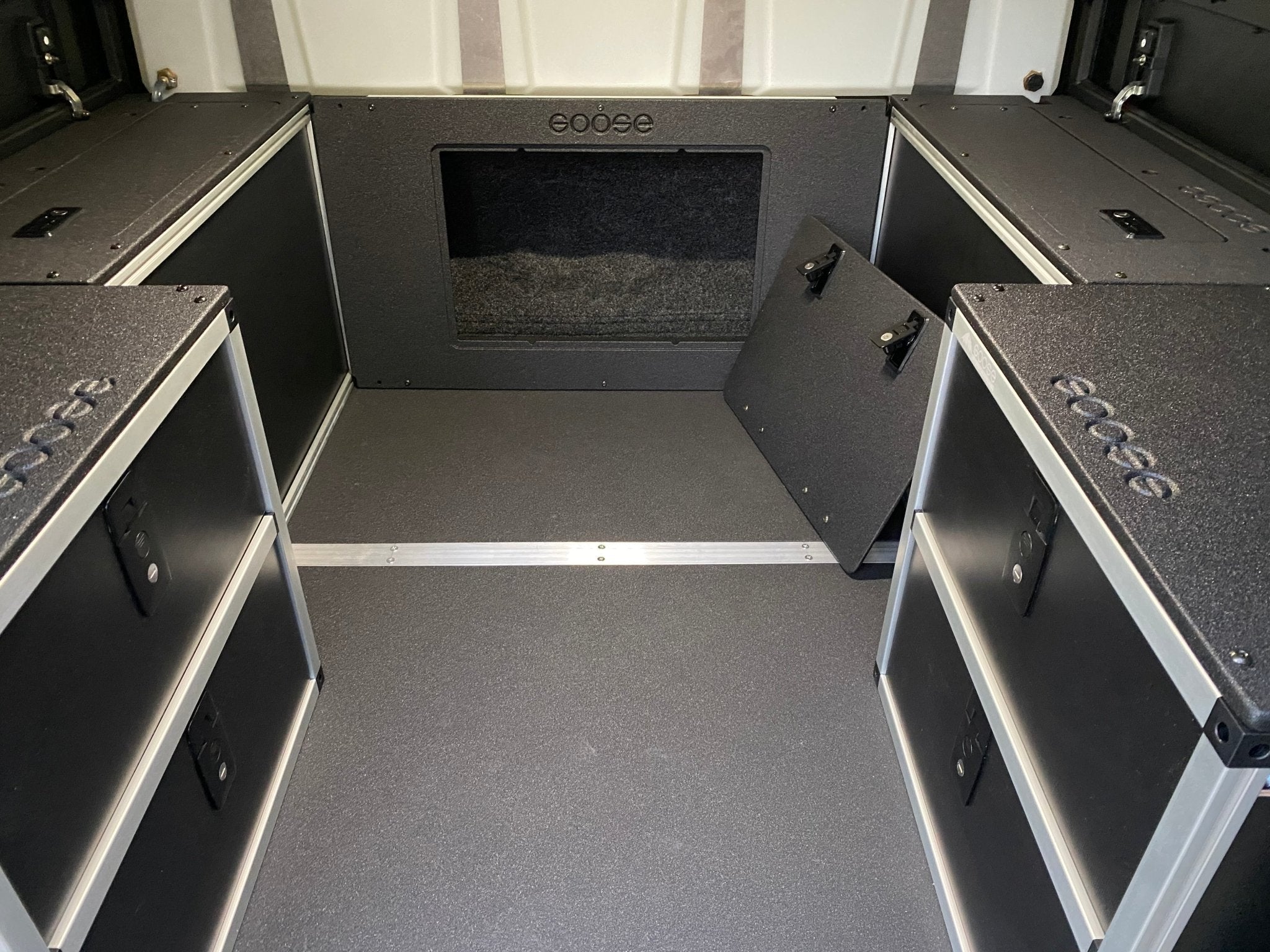 Alu-Cab Alu-Cabin Canopy Camper - Lower Bulkhead Panel - 22-3/4" Height Camper Goose Gear- Overland Kitted