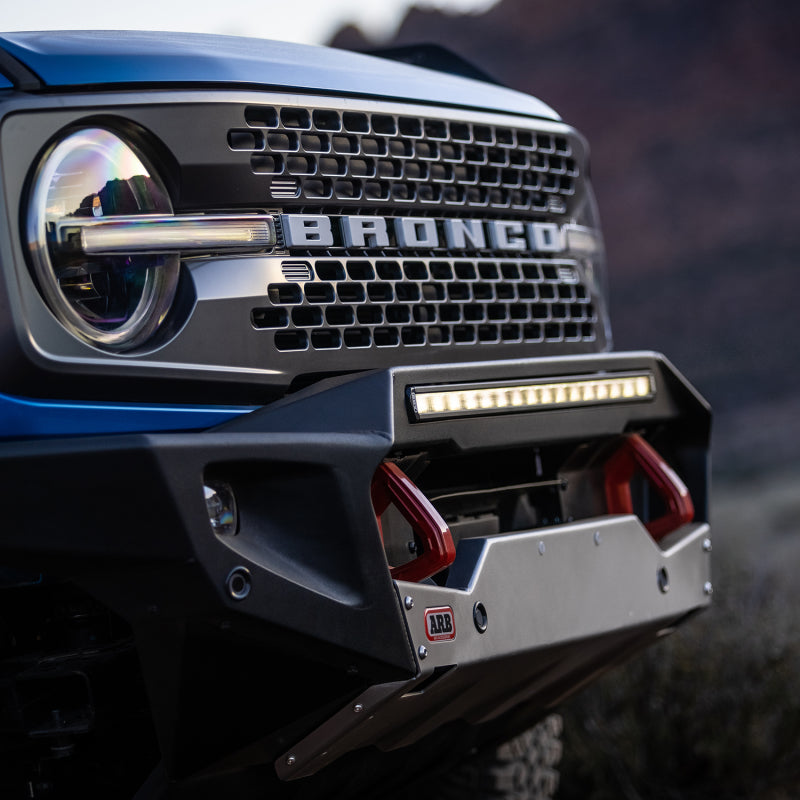 Twin forged chassis-mounted 8T recovery point on the ARB Bronco bumper