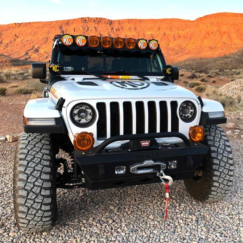 KC HiLiTES 6in Light Shield / Hard Cover for SlimLite LED - Black, mounted view