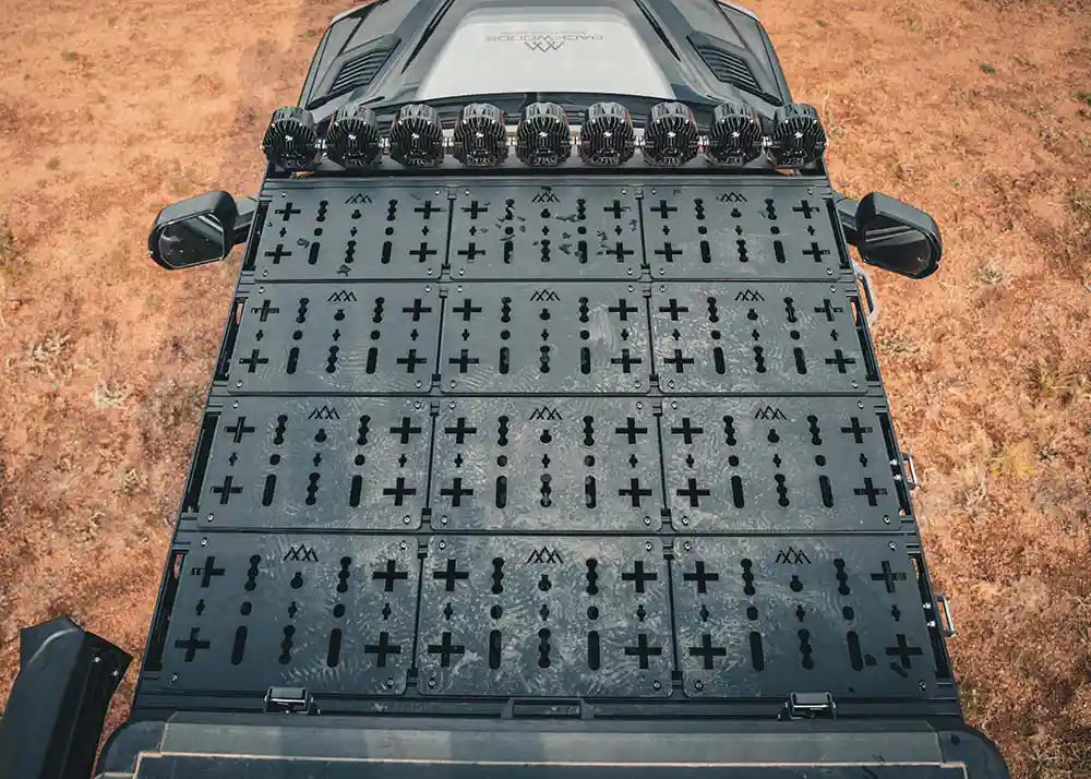 DRIFTR Toyota Tundra roof rack, top view installed on the truck