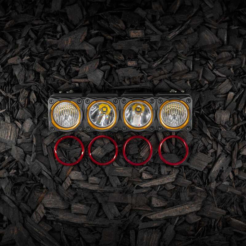 KC HiLiTES FLEX ERA LED Light Bar Bezel Kit for 10in. Segments - Red, shown with included parts