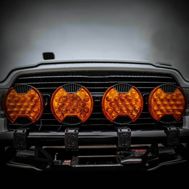 KC HiLiTES SlimLite 8in. LED Driving Light Shield - Amber (Shield Only), in use
