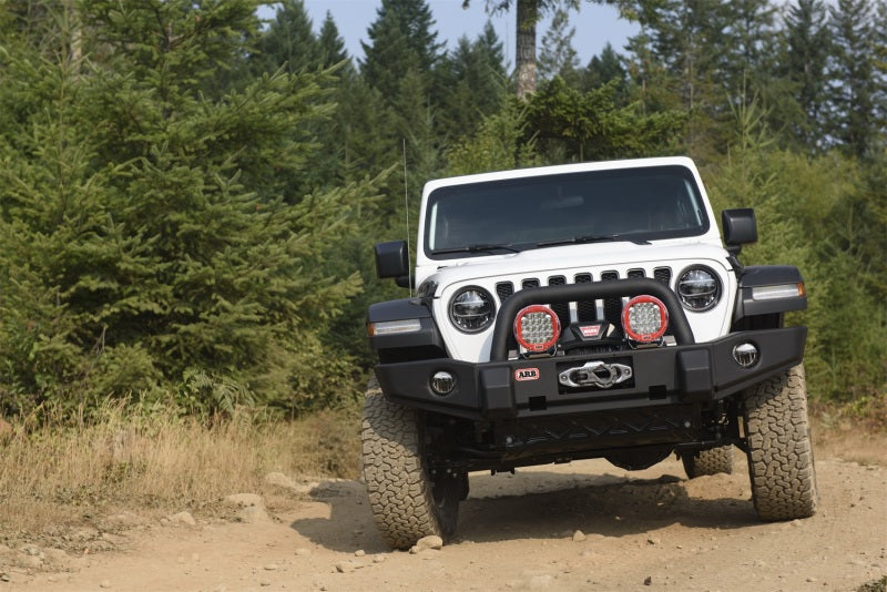 ARB Wrangler JL & Gladiator textured bull bar — fitted to Jeep, angled view