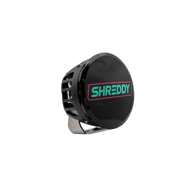 Rigid Industries x SHREDDY 360-Series 6in LED pod kit with pink, teal, and black covers