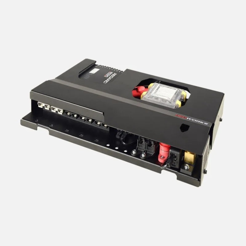 REDARC REDWorks Nomad50 Power Panel with 50A BCDC Alpha R Charger, mounted view