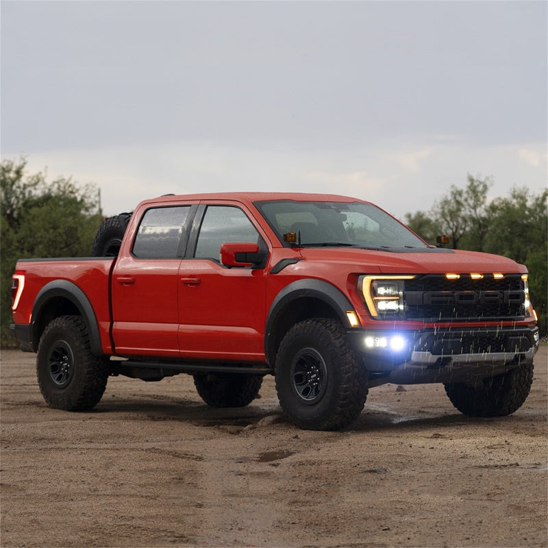 Rigid Triple Fog Kit mounting bracket detail for Ford Raptor bumper