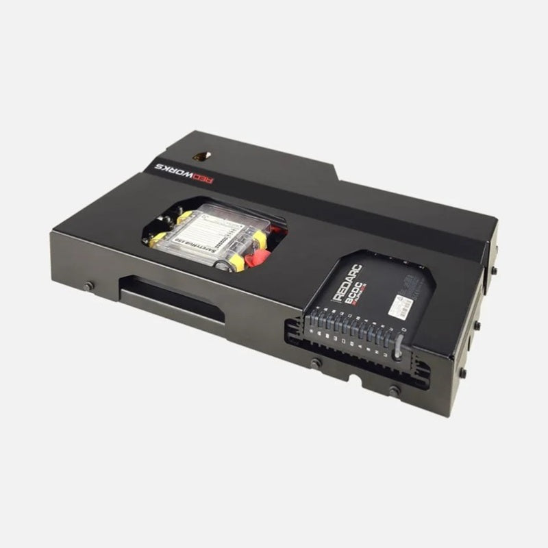 REDARC REDWorks Nomad50 Power Panel with 50A BCDC Alpha R Charger, detail view