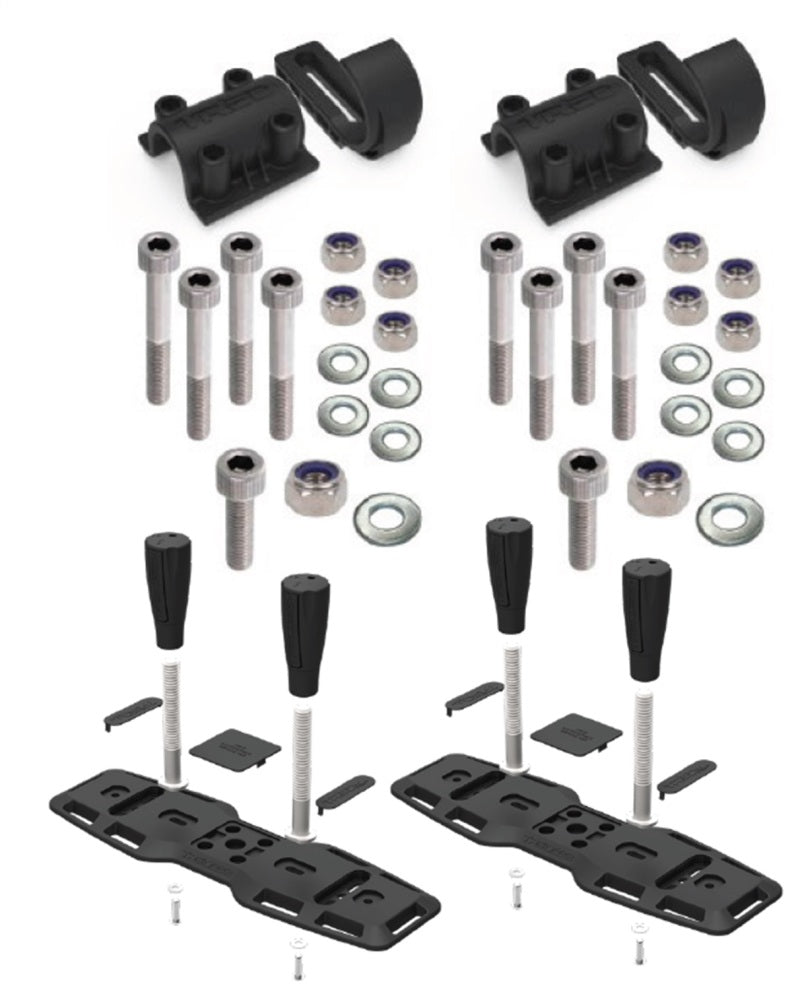 ARB TRED Side-Mount Adapter Kit holding recovery boards on a rack