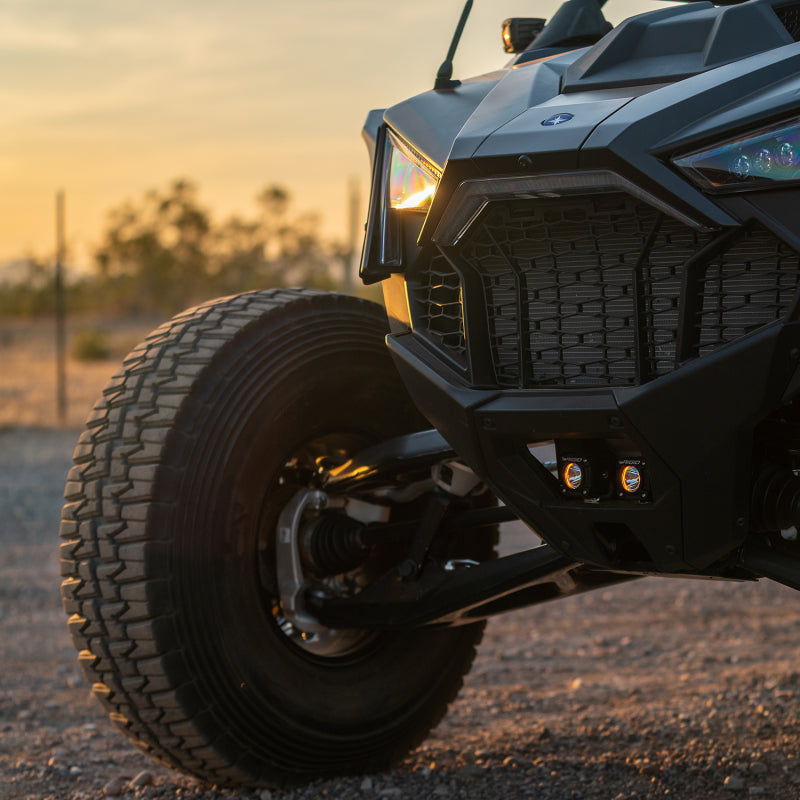 Rigid Revolve pod and bracket detail for the Polaris RZR Pro R/Turbo R kit