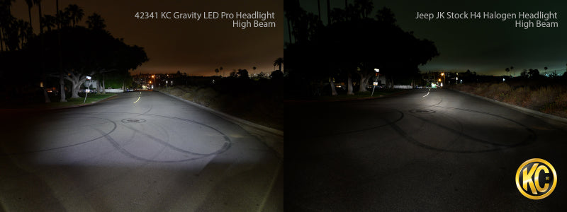 KC HiLiTES Gravity LED Pro 7in DOT Headlight for Jeep JK 2007-2018 (Single), detail view