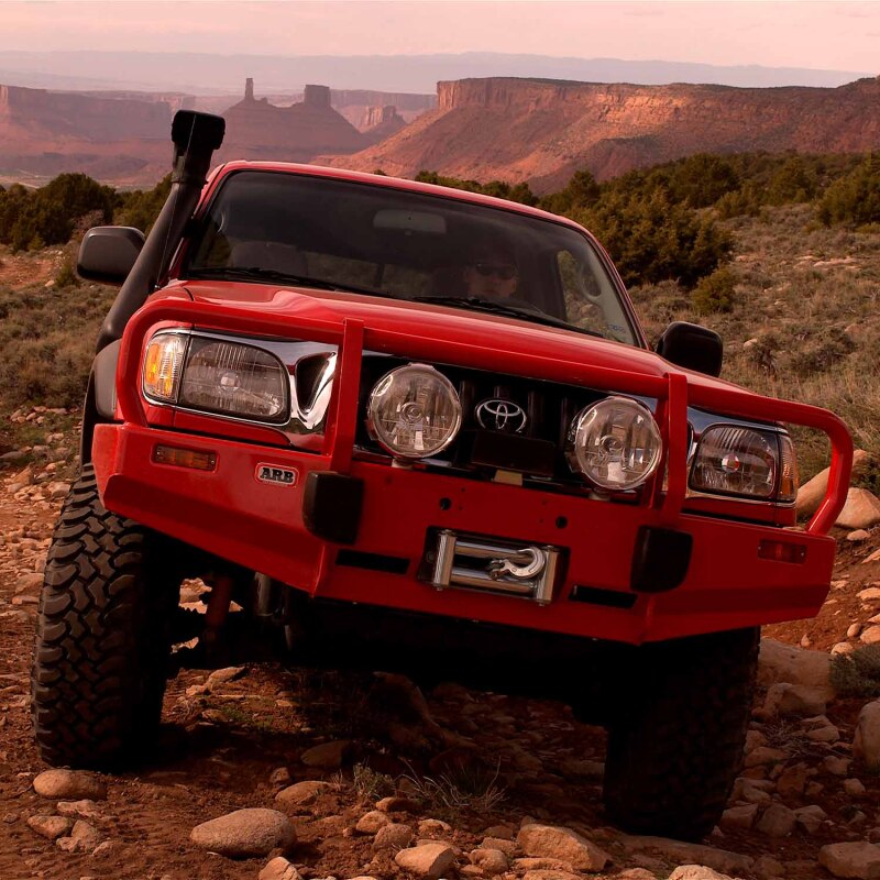 ARB Deluxe winch bumper (3423020) for 1995-2004 Toyota Tacoma — straight-on front view