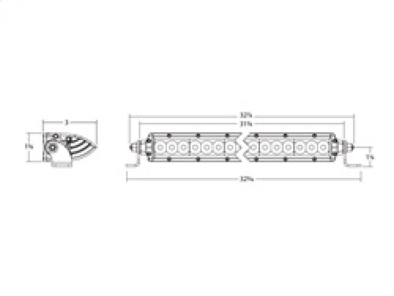 Rigid SR-Series amber light bar end profile showing low-profile housing