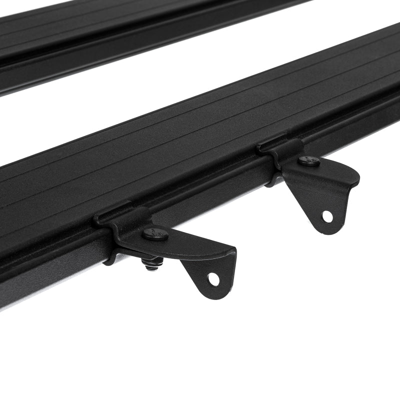 Close-up of ARB BASE Rack dovetail light bar bracket and fasteners