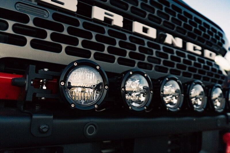 Rear view of Rigid 360-Series Connect 30in light bar showing pod layout and wiring
