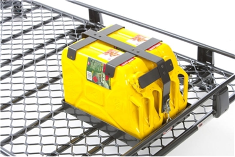 ARB double jerry can holder mounted on roof rack