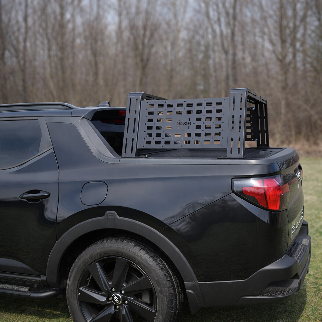 Black Hyundai Santa Cruz with HMOR ROCK-IT rack, side view