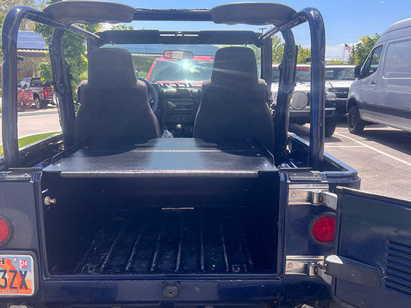 Straight-on view into the TJ Ridgeback with the front seats beyond