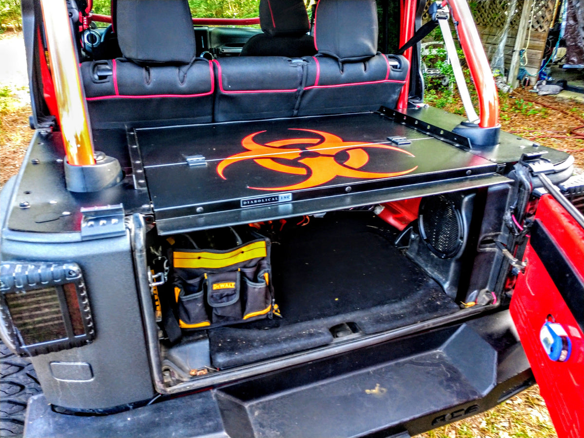 Slipstream with a biohazard graphic on the top and a tool bag stored underneath