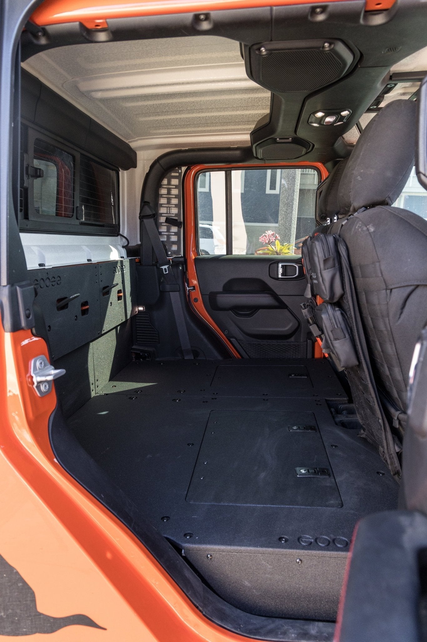 Jeep Gladiator 2019-Present JT 4 Door - Second Row Seat Delete Plate System - Extended Platform Seat Delete Plate System Goose Gear- Overland Kitted