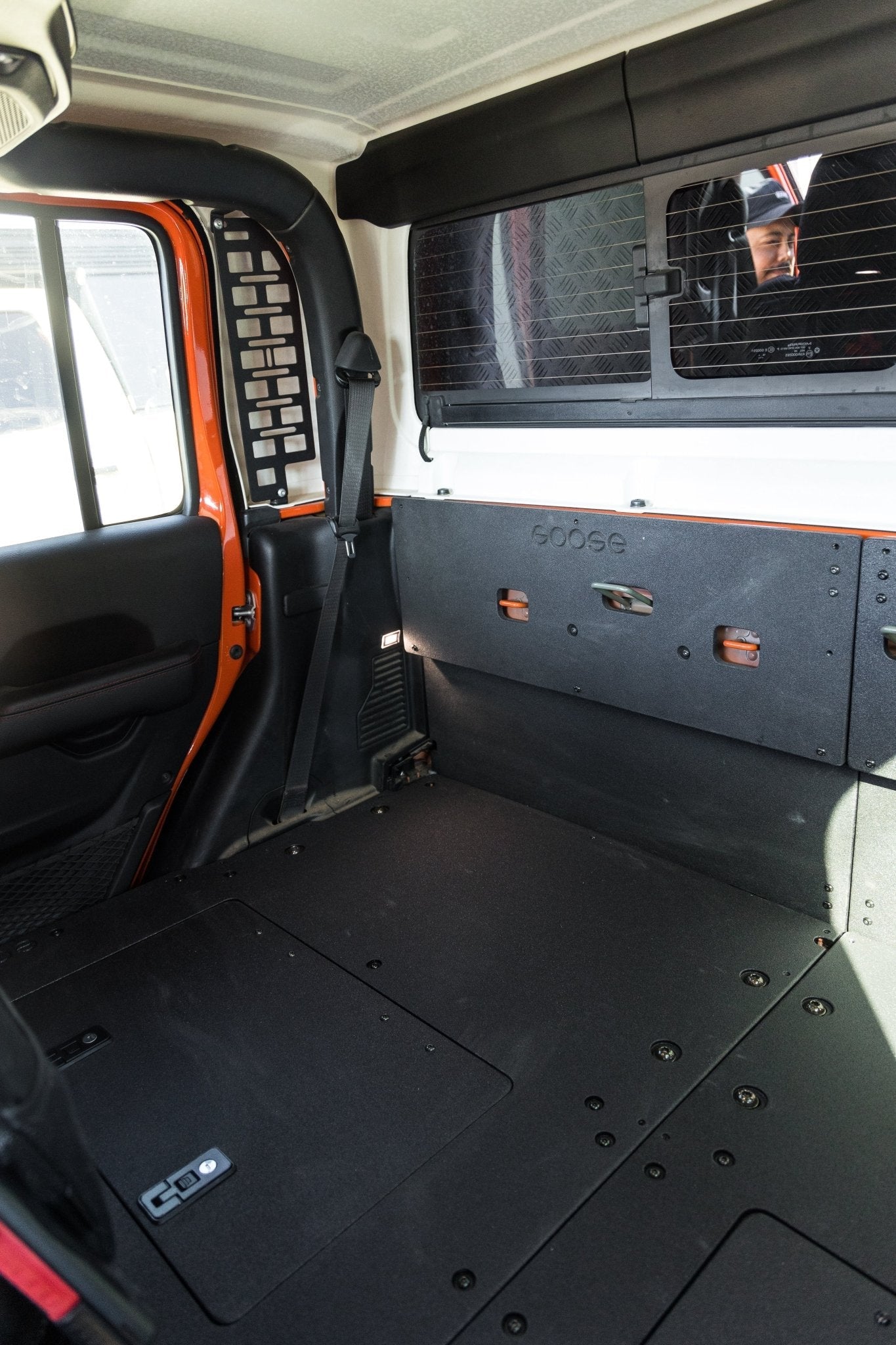 Jeep Gladiator 2019-Present JT 4 Door - Second Row Seat Delete Plate System - Extended Platform Seat Delete Plate System Goose Gear- Overland Kitted