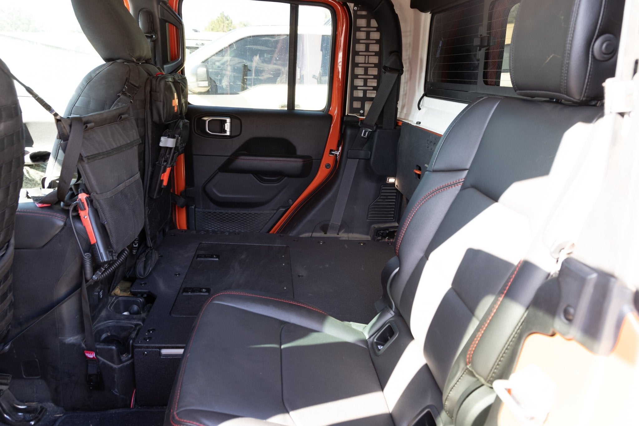 Jeep Gladiator 2019-Present JT 4 Door - Second Row Seat Delete Plate System - Extended Platform Seat Delete Plate System Goose Gear- Overland Kitted
