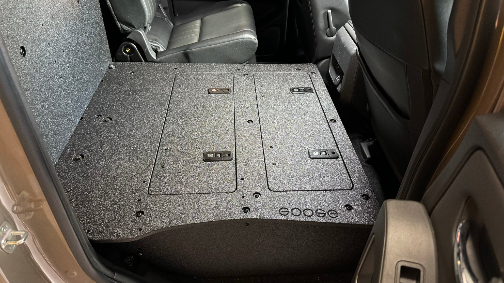 Nissan - Frontier - Crew Cab - 2021-Present - 3rd Gen - Explore Series - Second Row Seat Delete Plate System Seat Delete Plate System Goose Gear- Overland Kitted