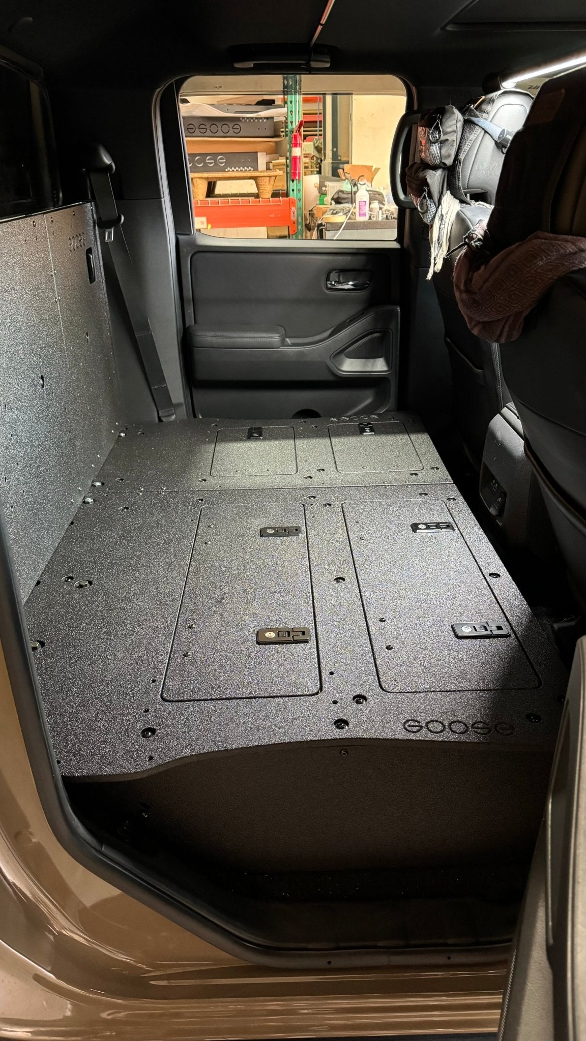 Nissan - Frontier - Crew Cab - 2021-Present - 3rd Gen - Explore Series - Second Row Seat Delete Plate System Seat Delete Plate System Goose Gear- Overland Kitted