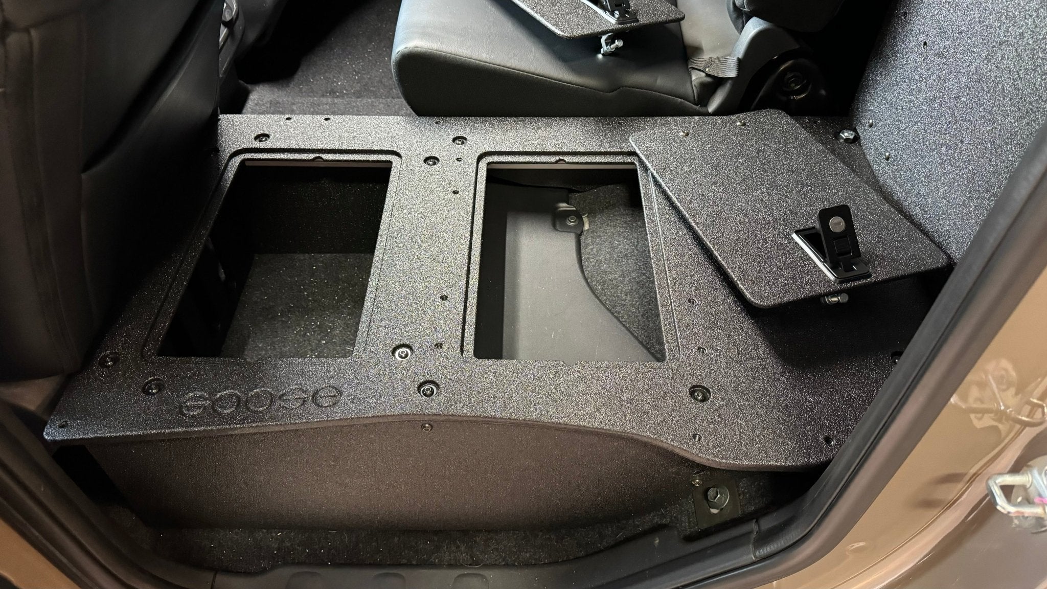 Nissan - Frontier - Crew Cab - 2021-Present - 3rd Gen - Explore Series - Second Row Seat Delete Plate System Seat Delete Plate System Goose Gear- Overland Kitted