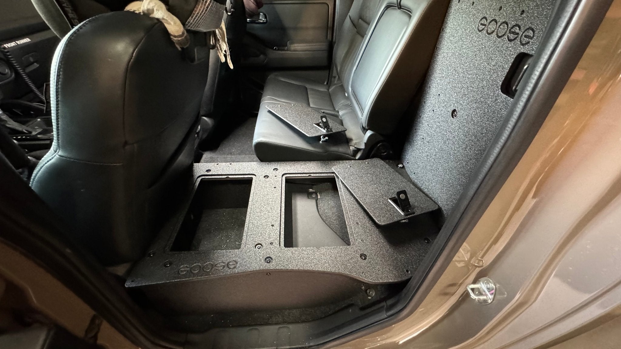 Nissan - Frontier - Crew Cab - 2021-Present - 3rd Gen - Explore Series - Second Row Seat Delete Plate System Seat Delete Plate System Goose Gear- Overland Kitted