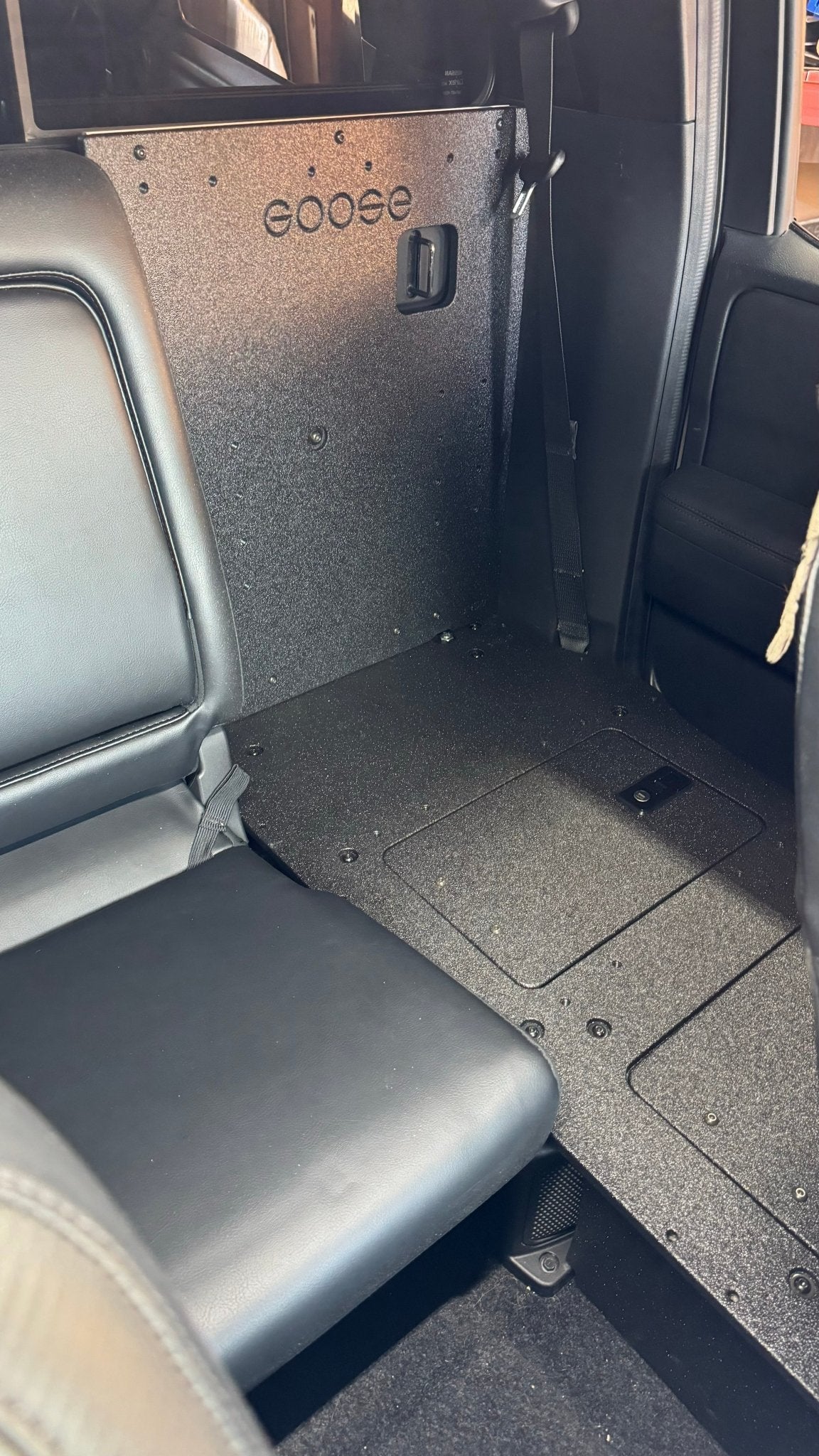 Nissan - Frontier - Crew Cab - 2021-Present - 3rd Gen - Explore Series - Second Row Seat Delete Plate System Seat Delete Plate System Goose Gear- Overland Kitted