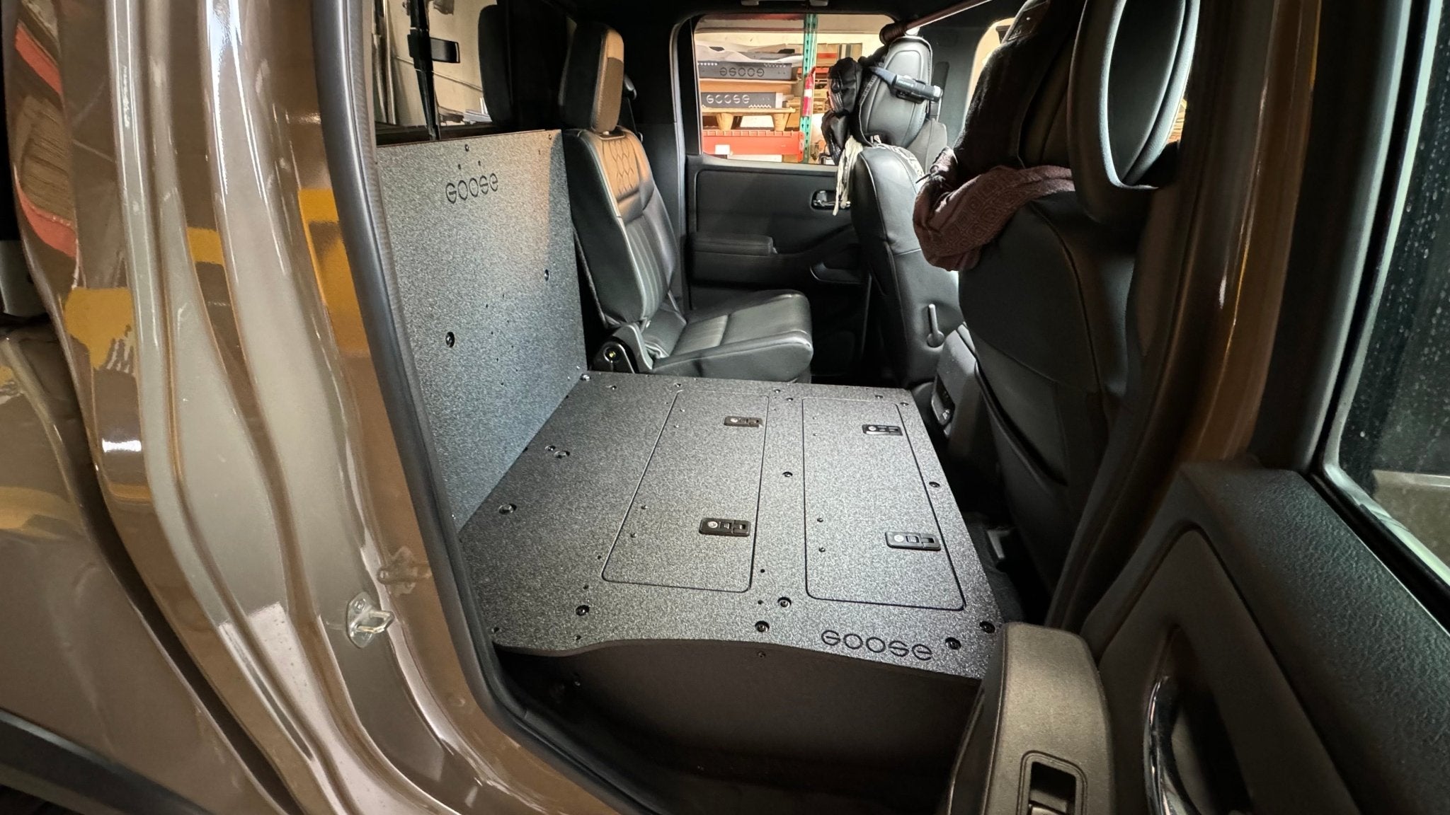Nissan - Frontier - Crew Cab - 2021-Present - 3rd Gen - Explore Series - Second Row Seat Delete Plate System 60% Passenger Seat Delete Plate System Goose Gear- Overland Kitted